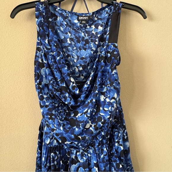 NWT DKNY Asymmetric Silk Draped Dress Size L Retail $345 - Picture 3 of 9